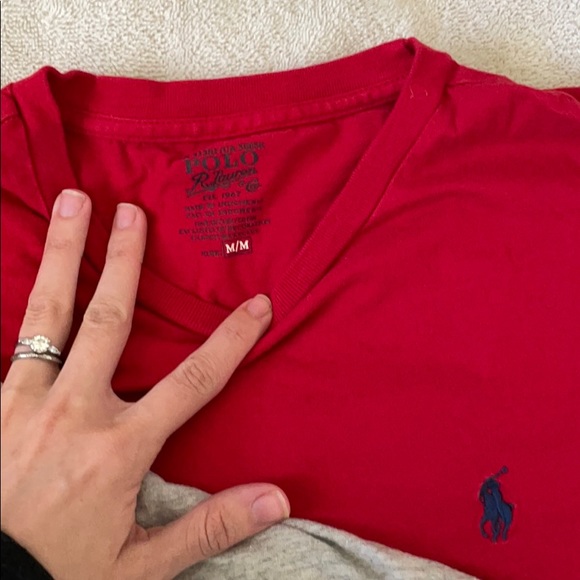 Set of 2 Polo 100% cotton red & gray medium - Picture 3 of 3